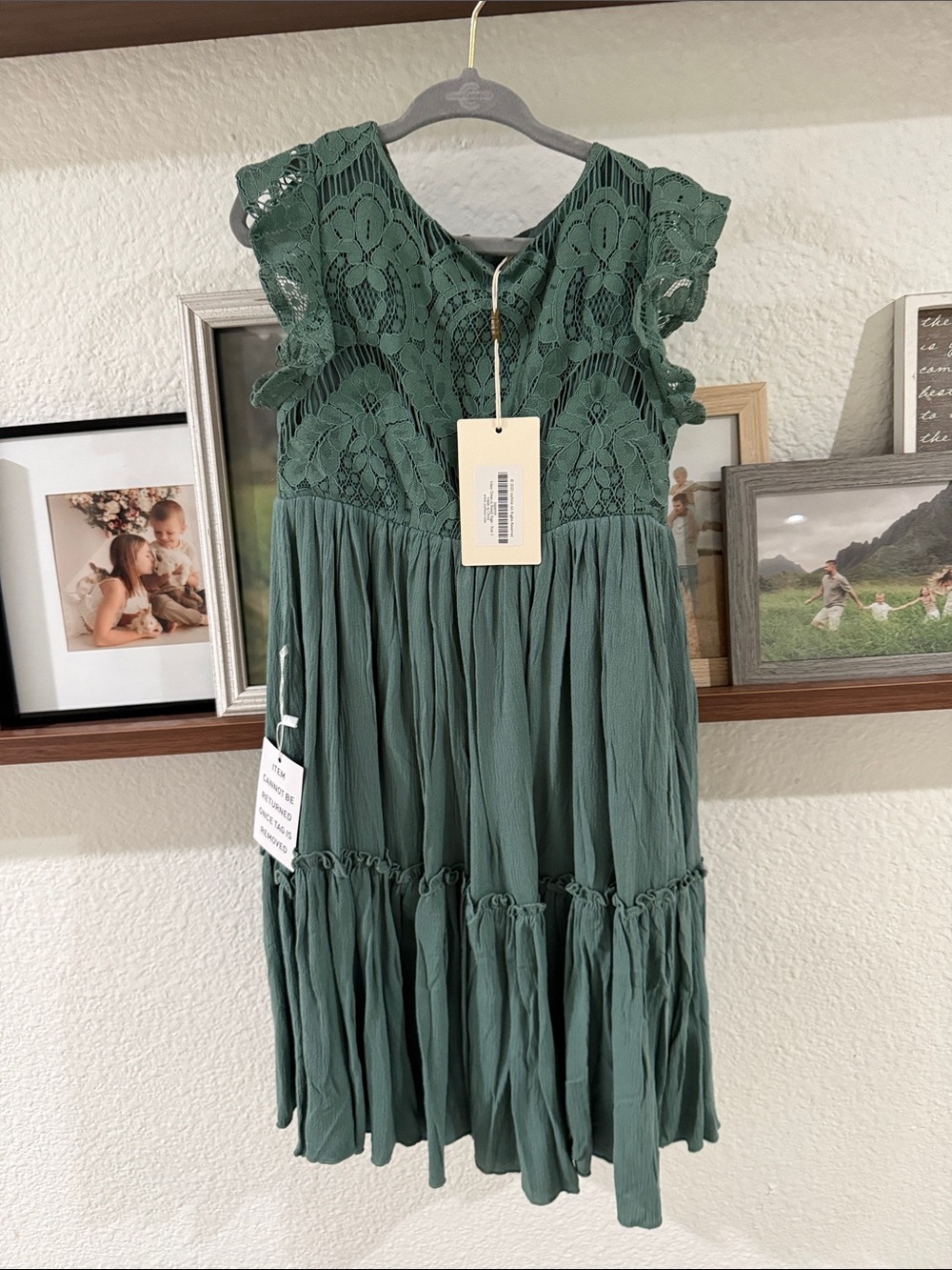 Joyfolie Girls Green Lace Bodice Tiered Dress